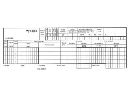 Výdajka MTZ 008   210x75mm samoprepis