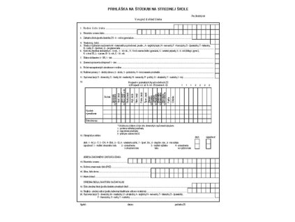 Prihláška na štúdium na strednej škole