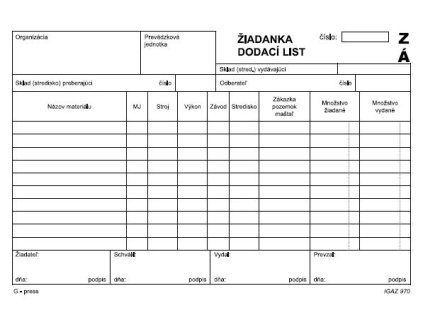 Žiadanka - dodací list  A5