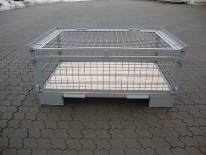 Poloviční gitterbox s víkem se sklopnou stěnou 800x1200x500 ral 7030