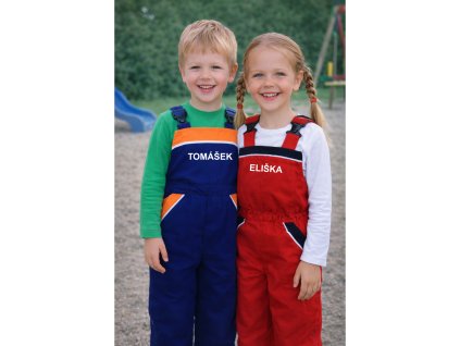 ALEX dětské kalhoty s laclem + vlastní TEXT