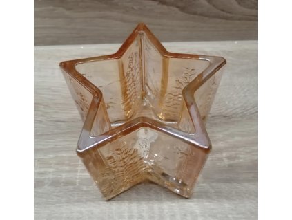 Svícen HVĚZDA oranžový se stromy | 8 cm