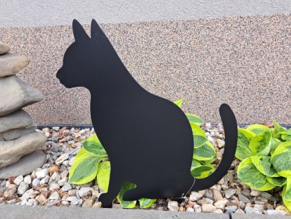 kovová kočka zápich | černá 40 cm
