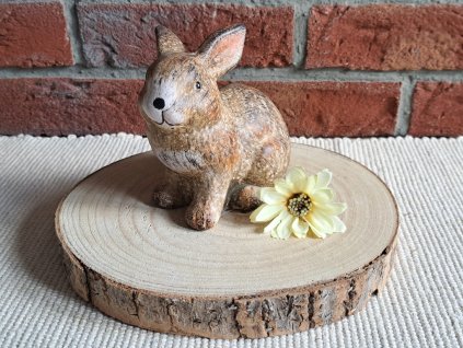 Keramický hnědý zajíc 14 cm