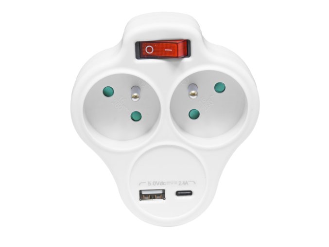 zasuvka rozbocovaci XQFZBK 2x230v usb a usb c vypinac