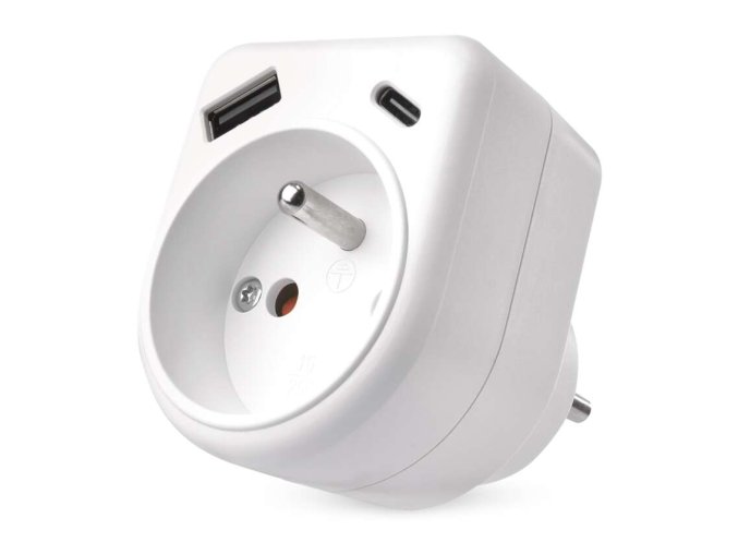 zasuvka rozbocovaci P0074 1x230+1xusb c+1xusb a bila