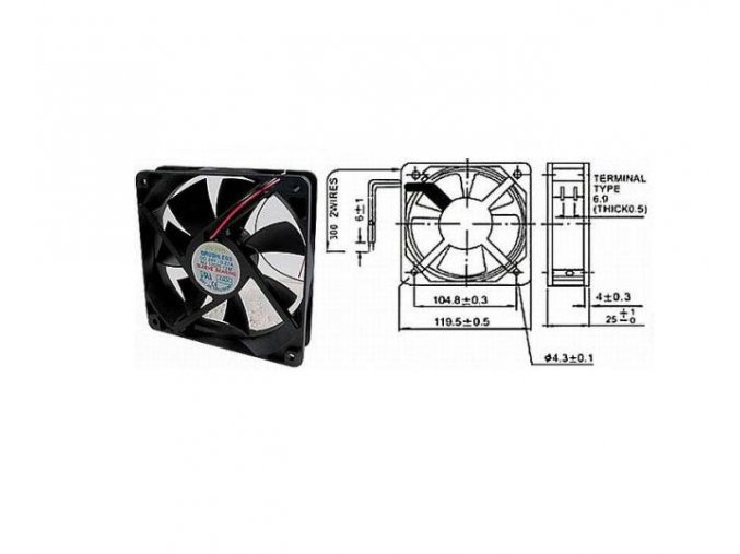 Ventilátor   12V/120x120 x 25 mm 2300 ot/min