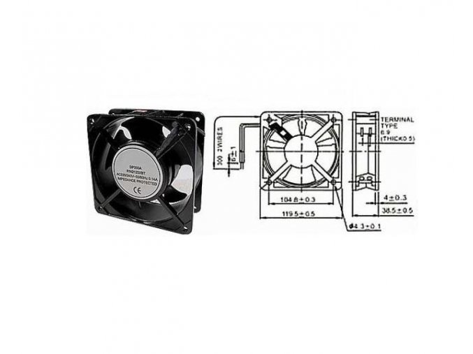 Ventilátor 230V/120x120 x 38 mm 2700 ot/min
