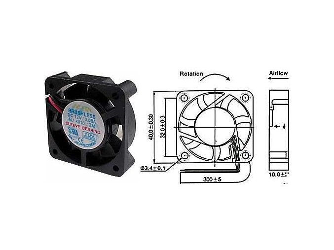 Ventilátor   12V/  40x40 x 10 mm 5000 ot/min