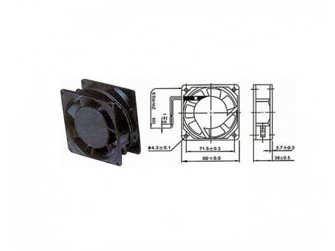 Ventilátor 230V/ 80x80 x 38 mm 2300 ot/min