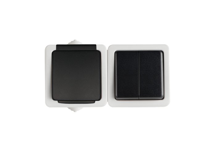 zasuvka jednoducha vypinac c5 venkovni tekno IP54 vodorovna