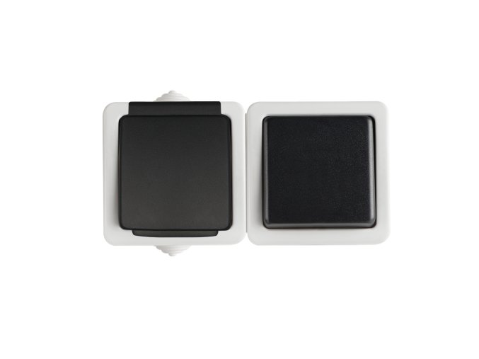 zasuvka jednoducha vypinac c1 venkovni tekno IP54 vodorovna