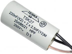 Odrušovací kondenzátor TSK27 220n+2x2n5 250VAC/6A, 3 vývody