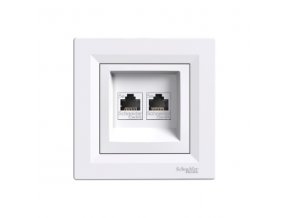 Zásuvka datová 2x RJ45 pro internet ASFORA, bílá