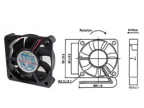 Ventilátor   12V/ 50x50 x 10 mm 5000 ot/min