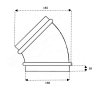 Kovové koleno pro kruhové potrubí 45 st./150 mm