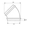 Kovové koleno pro kruhové potrubí 45 st./200 mm