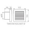 Ventilátor TWISTER AOL 100T SF  se žaluzií stříbrný