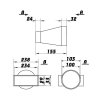 Redukce, přechod vodorovný 100/234x29 mm PVC 6005