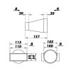 Redukce, přechod vodorovný 100/110x55 PVC  511
