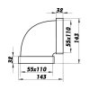 Koleno pro čtyřhranné potrubí vodorovné 110x55 mm PVC 5251p