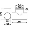 pvc odbocka t do potrubi o 125 mm rozmery
