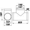 pvc odbocka t do potrubi o 150 mm rozmery