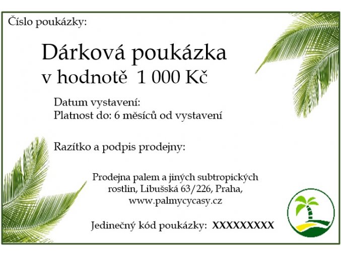 Dárková poukázka 1000 Kč