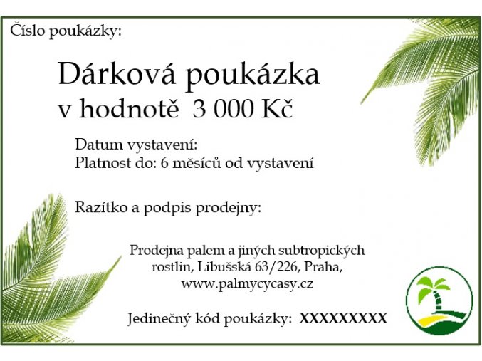 Dárková poukázka 3000 Kč