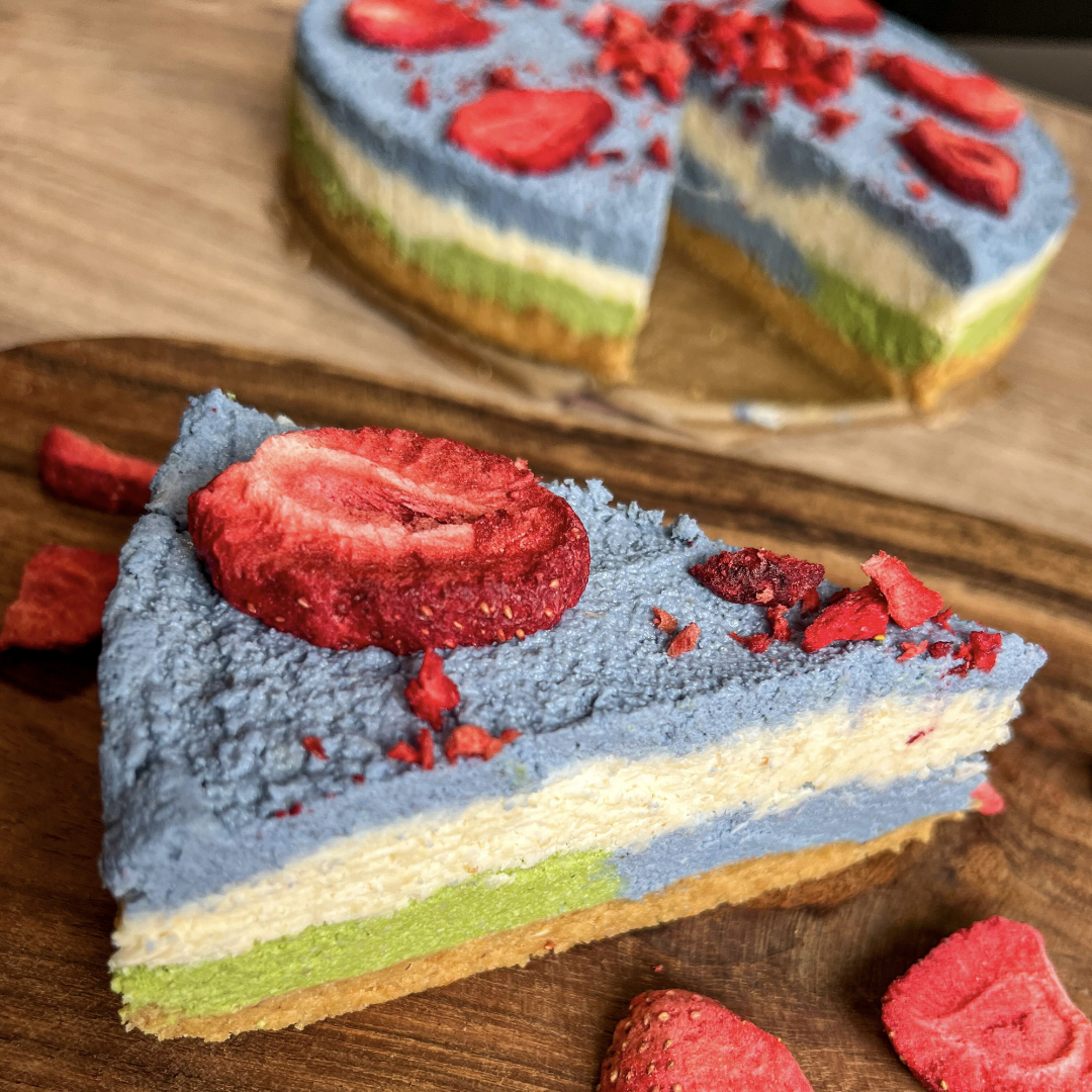 Veganský matcha cheesecake
