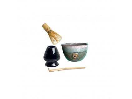 Palstorm set na přípravu čaje matcha, zelená miska, černý stojánek