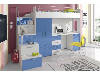 sestava nábytku moderní patrová postel z dřevotřísky Raj 4S karol