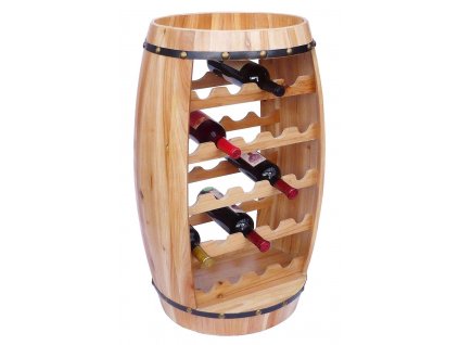 Dřevěný stojan na víno, soudek na víno na 23 lahví přírodní Dandi