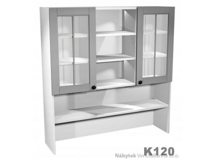 kuchyňský prosklený kredenc horní z laminátové DTD Linea K120 gala