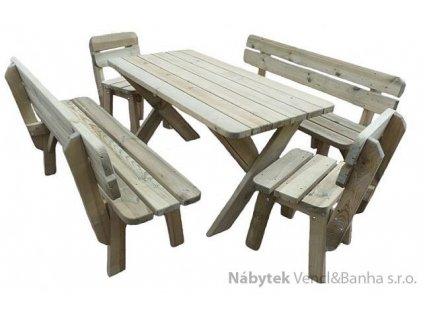 dřevěný zahradní nábytek vencl 1S+2L+2K 200 cm euromeb 13
