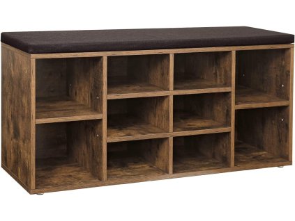 Botník s polstrovanou lavicí hnědý – předsíňový botník 104 × 30 × 48 cm