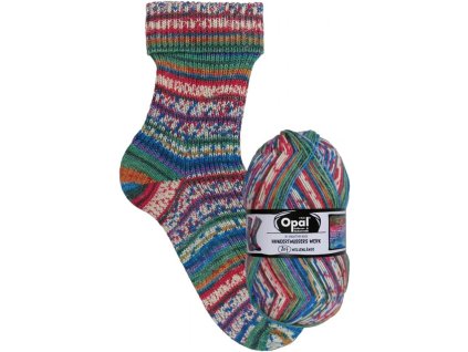 Ponožková příze Opal Hundertwasser – barevný multikolor melír, 100 g / 425 m - barevná varianta 4053