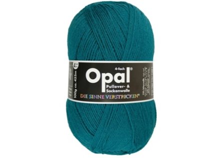 Pletací příze Opal 4f UNI – jednobarevná petrolejová, balení 5×100 g - barevná varianta 9934