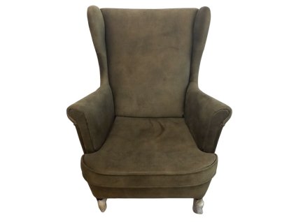 Křeslo ušák Aros 1F – zelená olivková látka