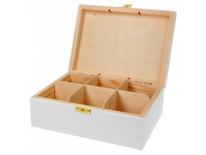 Dřevěná krabička s přihrádkami na čaj H6