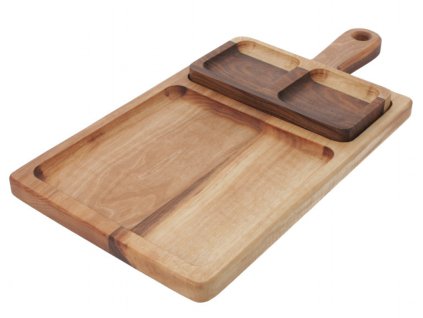 Ořechové prkénko s dvojitou miskou