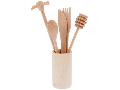 Dřevěná sada v mini kalíšku na dřevěnou lžíci