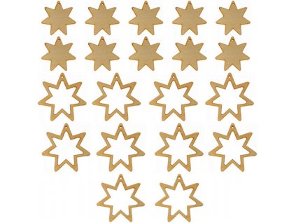 Dřevěné dekorace hvězdičky sada na vánoční stromeček 20ks