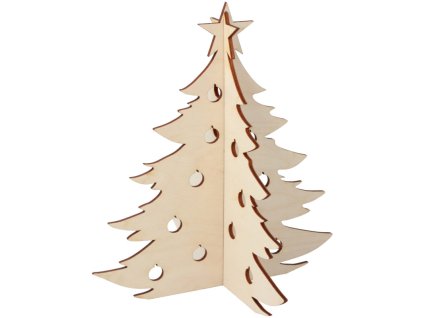 Dřevěný vánoční stromek na stojanu DEKOR 3D GA01