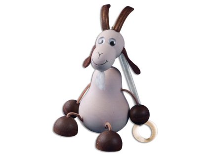 Dřevěná dekorace hračka na pružině Bílá Koza GD407 pacyg