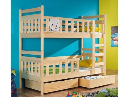 dřevěná patrová postel z masivního dřeva borovice Monika meblano