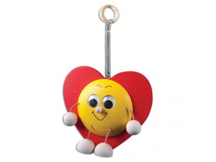 Dřevěná dekorace hračka na pružině Srdíčko GD401 pacyg