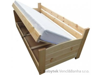 Dřevěná jednolůžková postel s úložným prostorem VIP Chalupa
