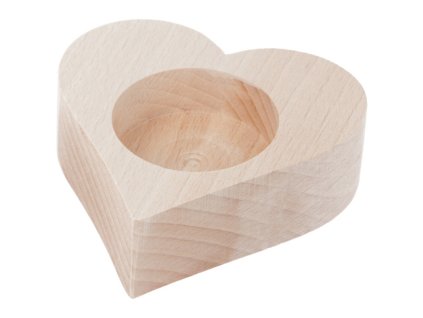 Dřevěný svícen ve tvaru srdce na čajové svíčky