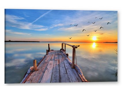 Obraz na plátně tištěný Pohled na jezero západ slunce Art